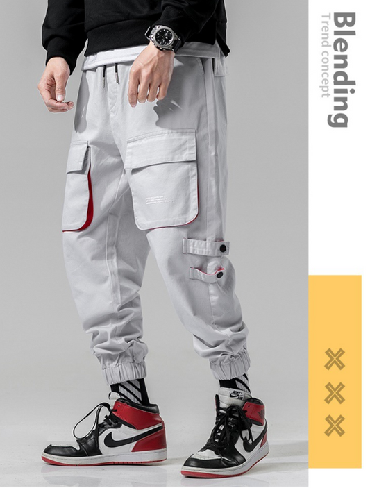 Elastic Waist Punk Pants Cargo Jogger Pants