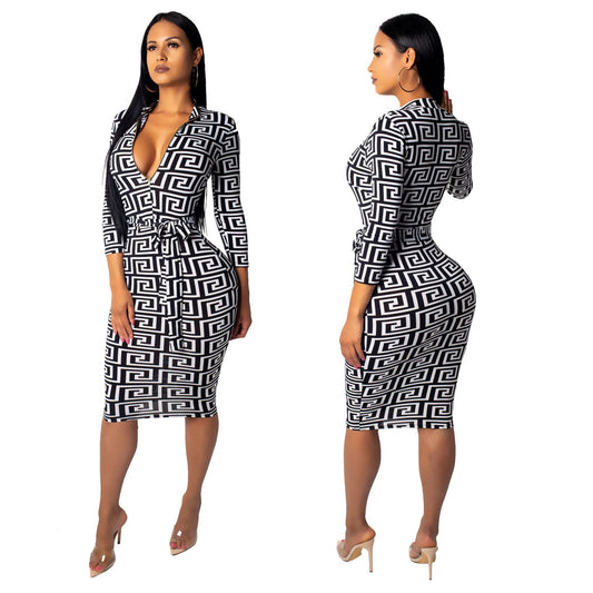 V-Neck Female Slim Sexy One-Piece Dress