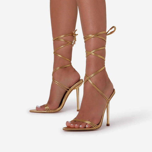 Women's Pointed Toe Stiletto Strappy High Heel Sandals