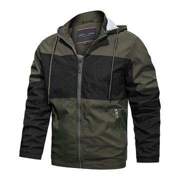 Men's Direct Hit Color Hooded Zipper Casual Jacket