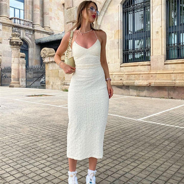 Women's Fashion Lace Mid Length Slit Dress