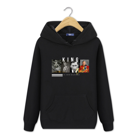 The King Black white hoodie