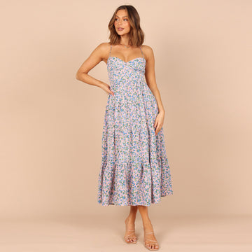 Floral Split Strap A-line Dress